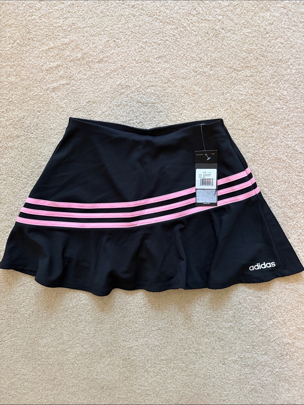 Adidas Black Skirt with Pink Stripe built in shorts Sz. L/G 14